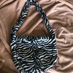 lolita jade zebra fuzzy bag